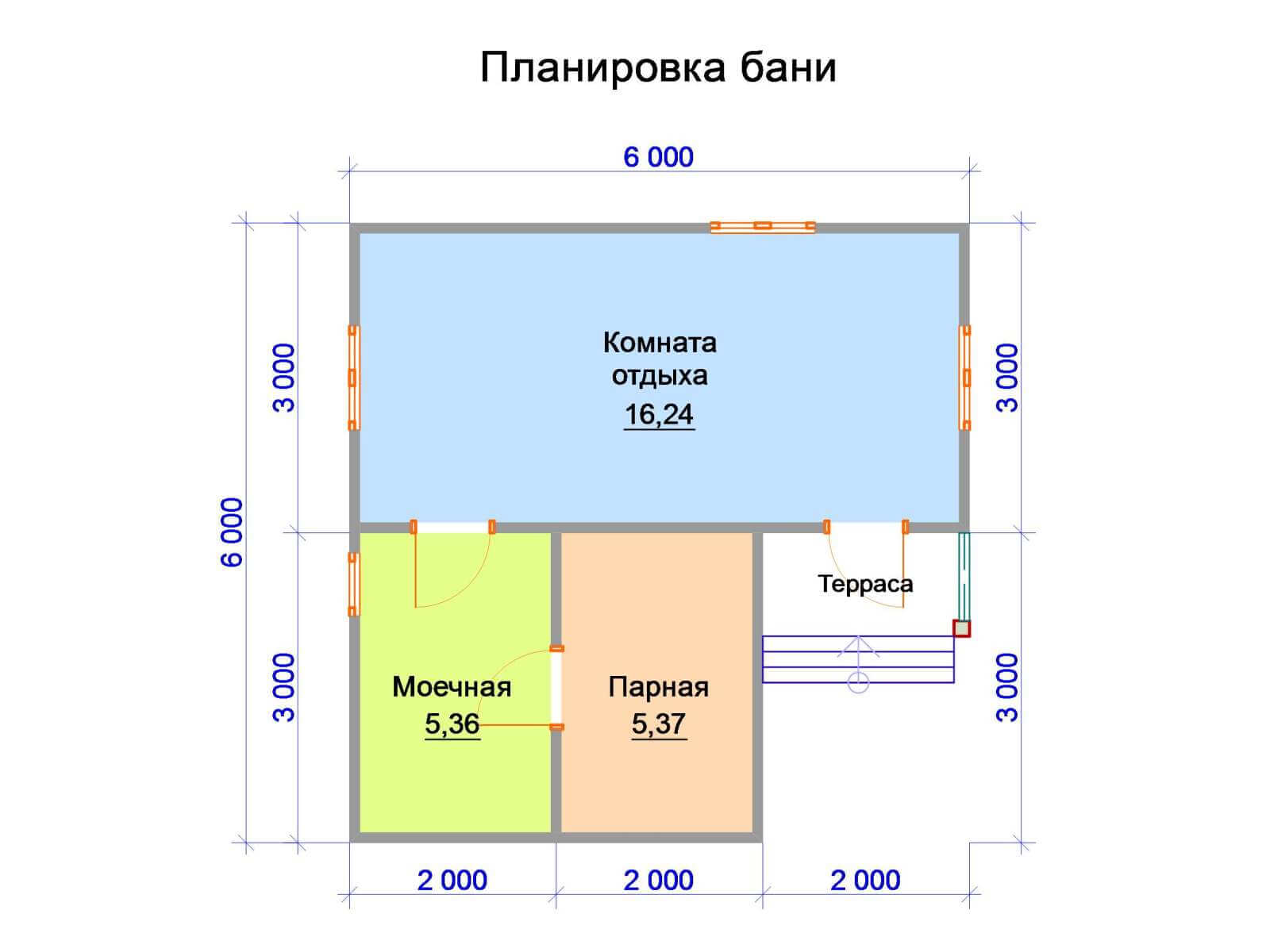 Схема бани 6 на 6