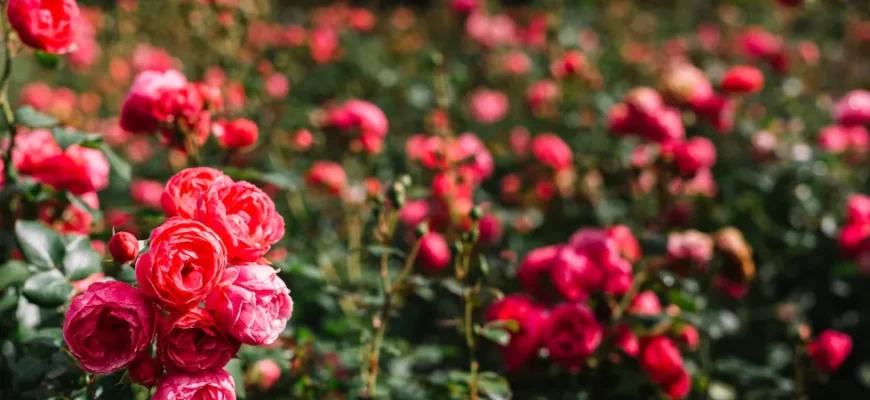 красные садовые кустовые розы